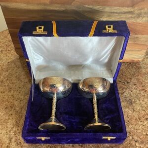Silver Goblet Set in Velvet Box minor staining but polishing is needed.